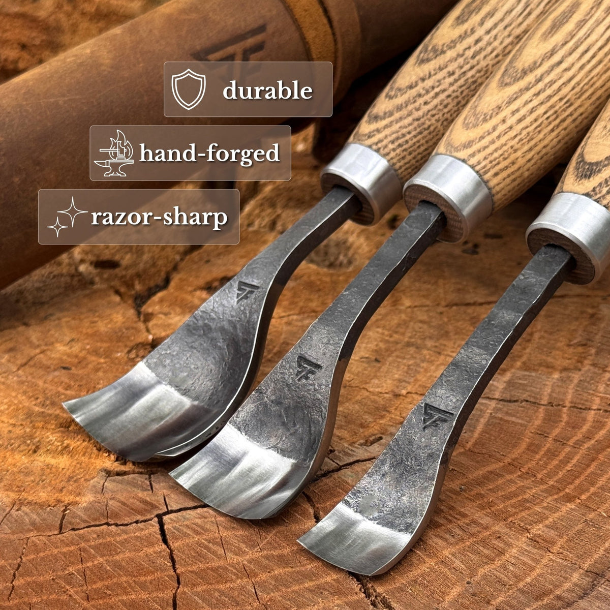 3-Piece Spoon Bent Gouge Set - 2