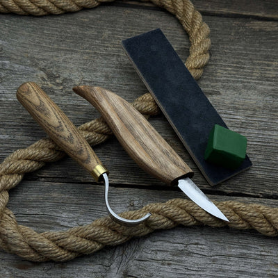 3 - Piece Spoon Carving Set – Whittling Knife, Hook Knife & Sharpening Strop - 1