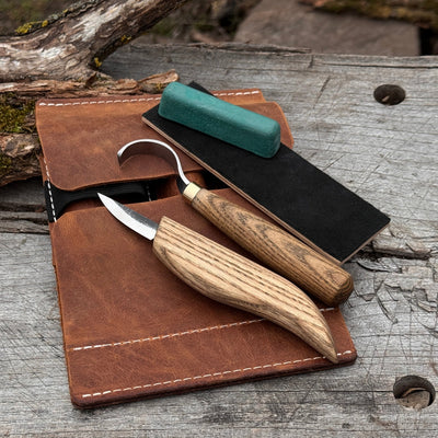 3 - Piece Spoon Carving Set – Whittling Knife, Hook Knife & Sharpening Strop - 1
