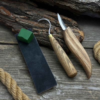 3 - Piece Spoon Carving Set – Whittling Knife, Hook Knife & Sharpening Strop - 8