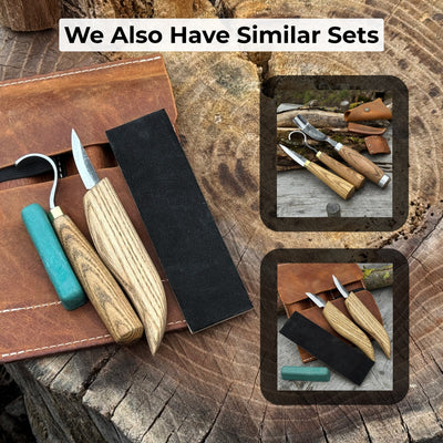 3 - Piece Spoon Carving Set – Whittling Knife, Hook Knife & Sharpening Strop - 11