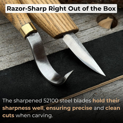 3 - Piece Spoon Carving Set – Whittling Knife, Hook Knife & Sharpening Strop - 3
