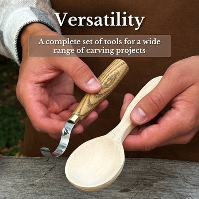 3-Piece Spoon Carving Set – Whittling Knife, Hook Knife & Sharpening Strop - 10