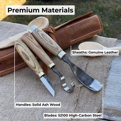3 - Piece Spoon Carving Set with Leather Roll - 7