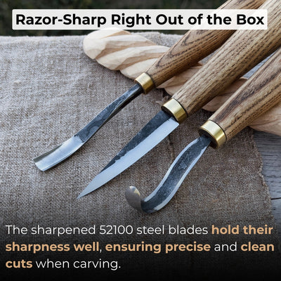 3 - Piece Spoon Carving Tool Set with Sharpening Board - 3