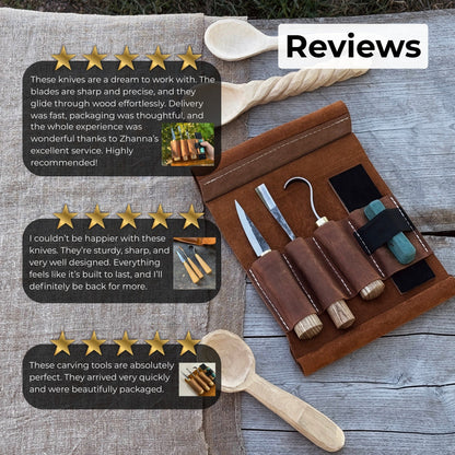 3 - Piece Spoon Carving Tool Set with Sharpening Board - 10