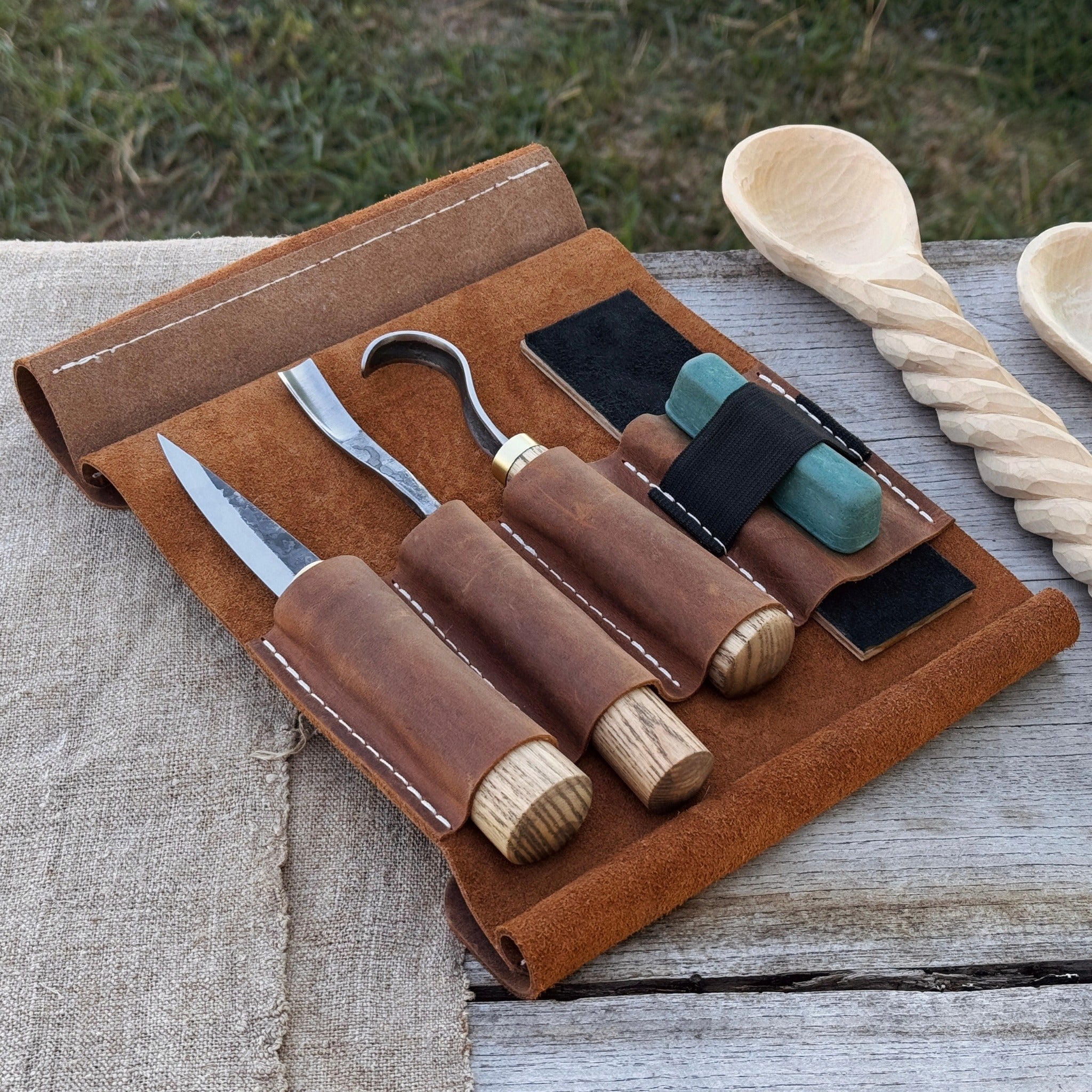 3 - Piece Spoon Carving Tool Set with Sharpening Board - 1