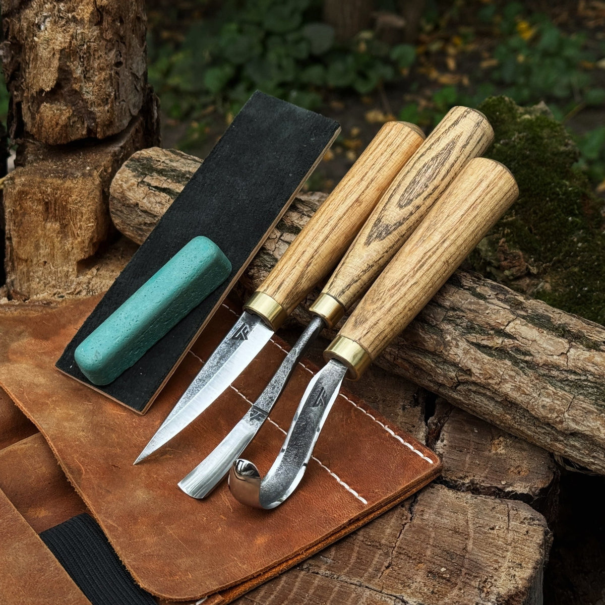 3-Piece Spoon Carving Tool Set with Sharpening Board - 1