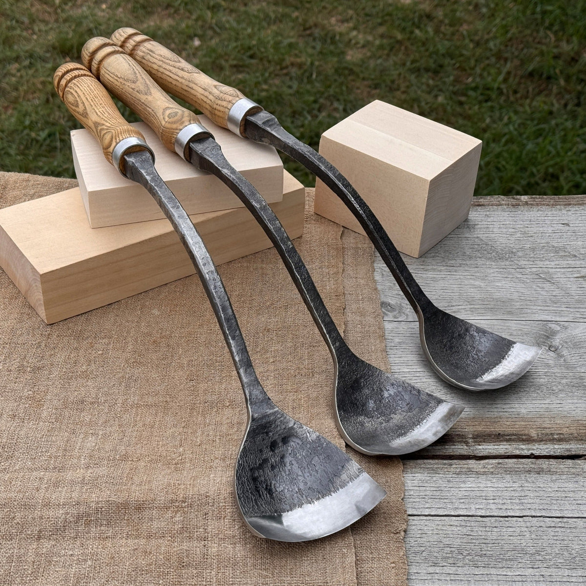 3-Piece Spoon (Short) Bent Gouge Set - Sharky Forged Steel Tools