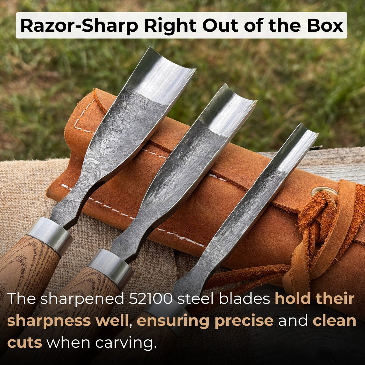 3-Piece Straight Rounded Chisel Set - Sharky Forged Steel Tools