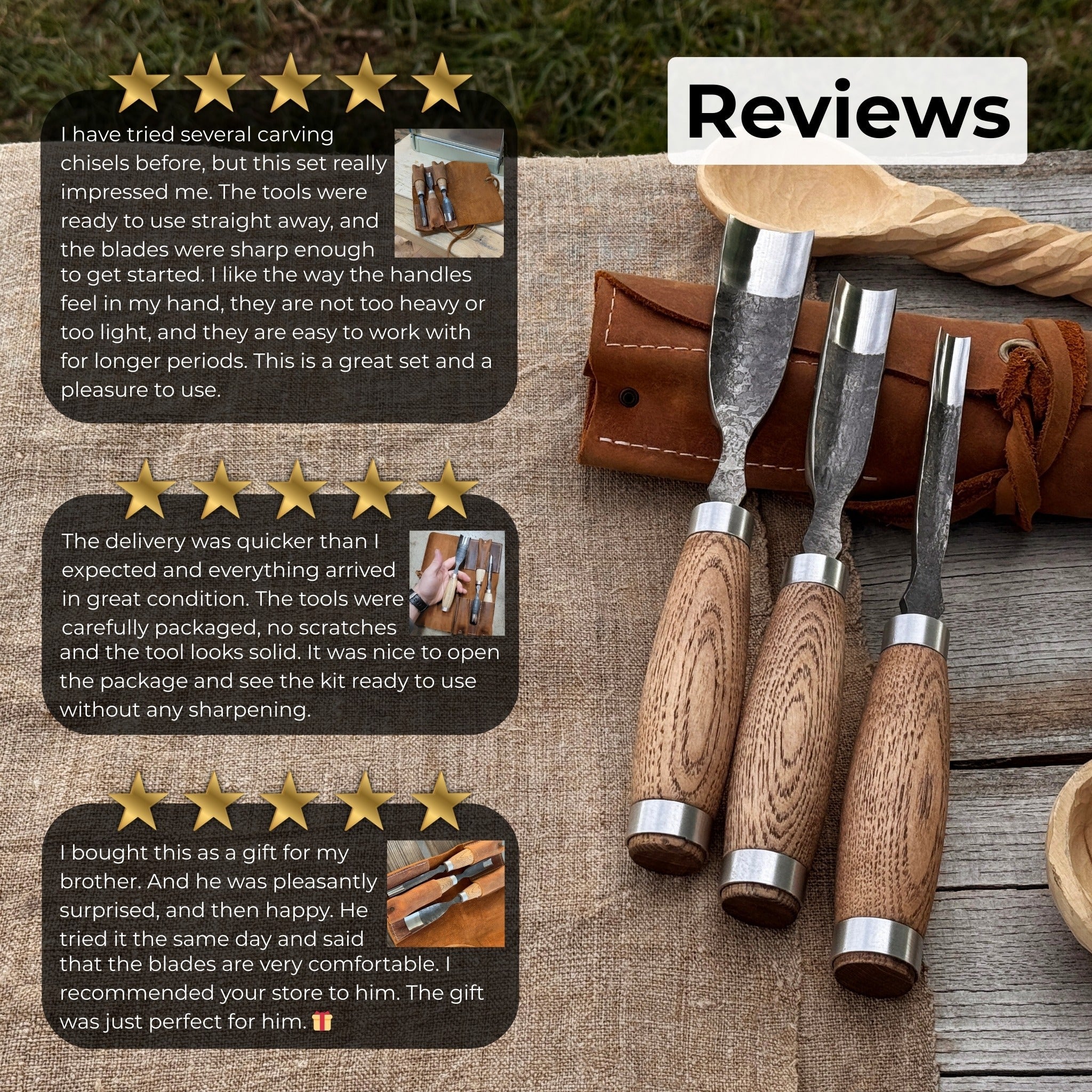 3 - Piece Straight Rounded Chisel Set - 11