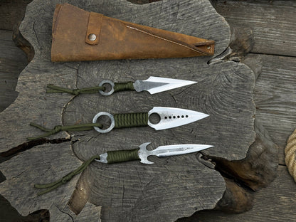 3 - Piece Throwing Knife Set with Leather Roll - 8