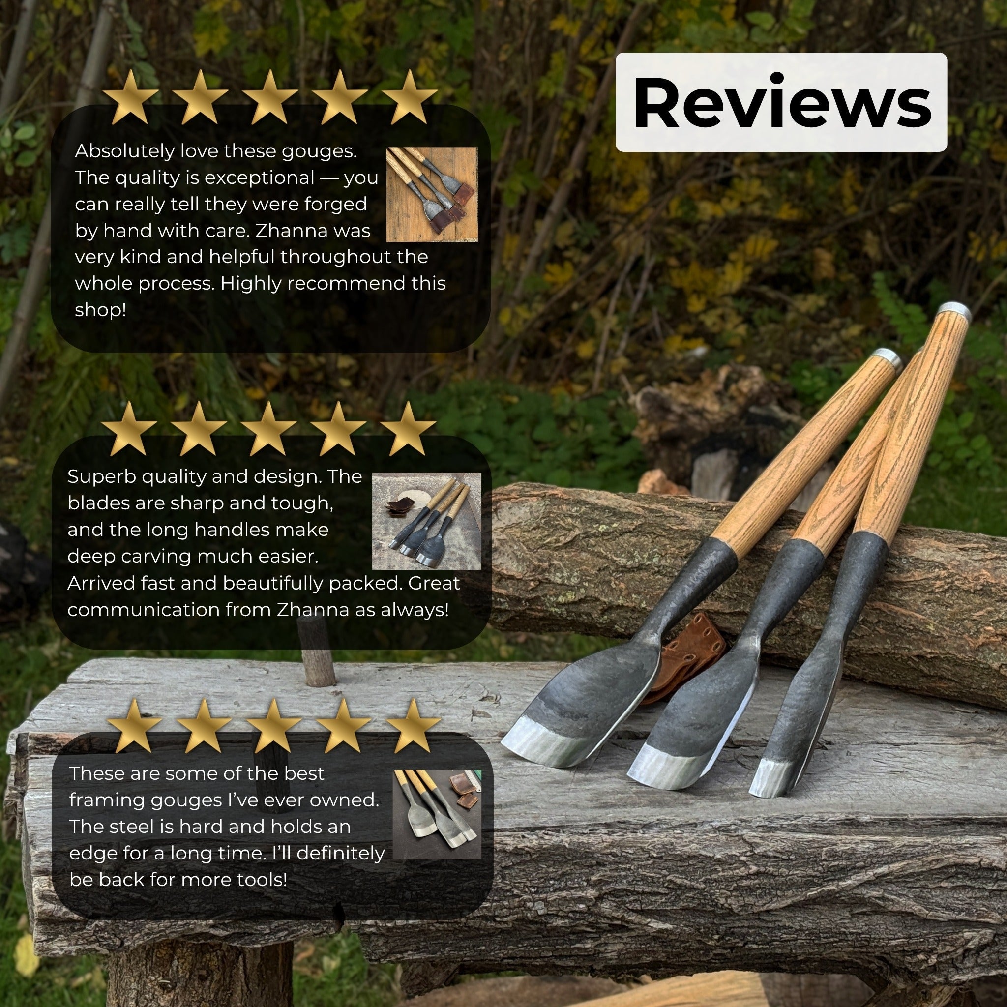 3 - Piece Timber Framing Rounded Chisel Set - 10