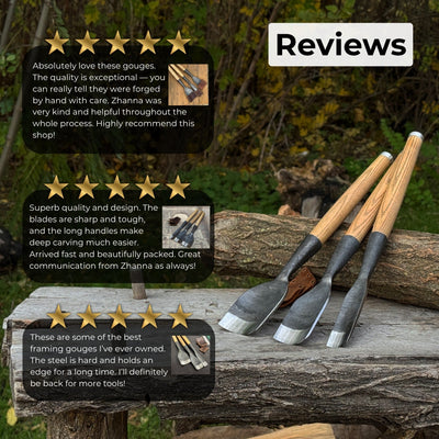 3 - Piece Timber Framing Rounded Chisel Set - 10