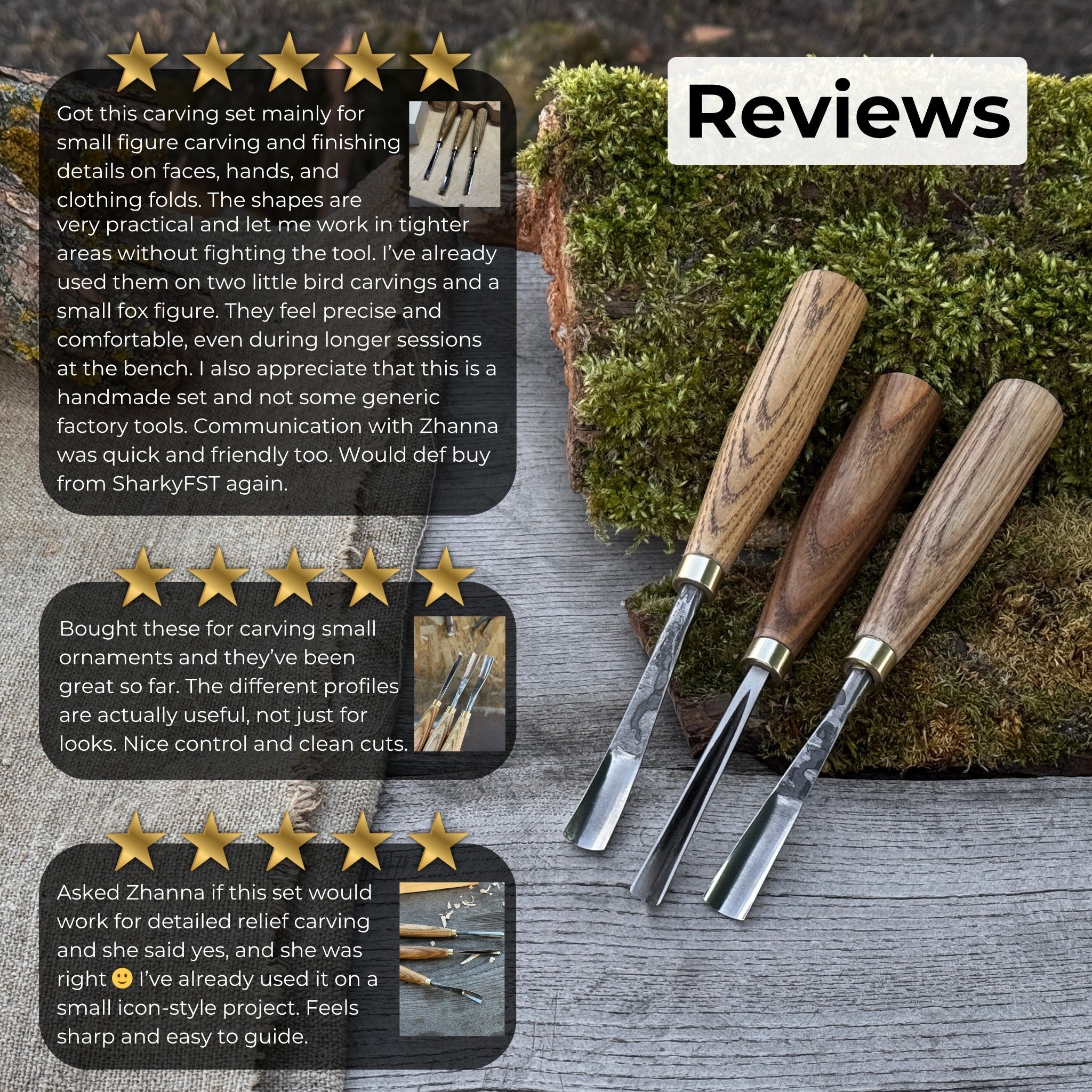 3 - Piece Wood Carving Chisel & Gouge Set - 8