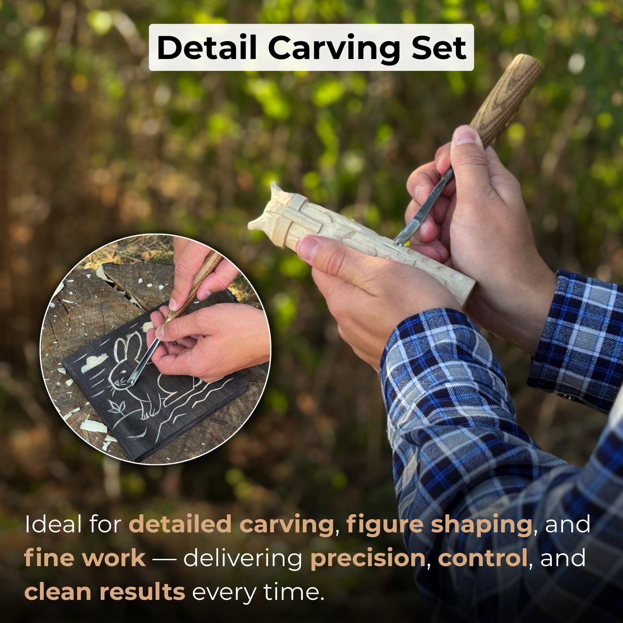 3 - Piece Wood Carving Chisel & Gouge Set - 2