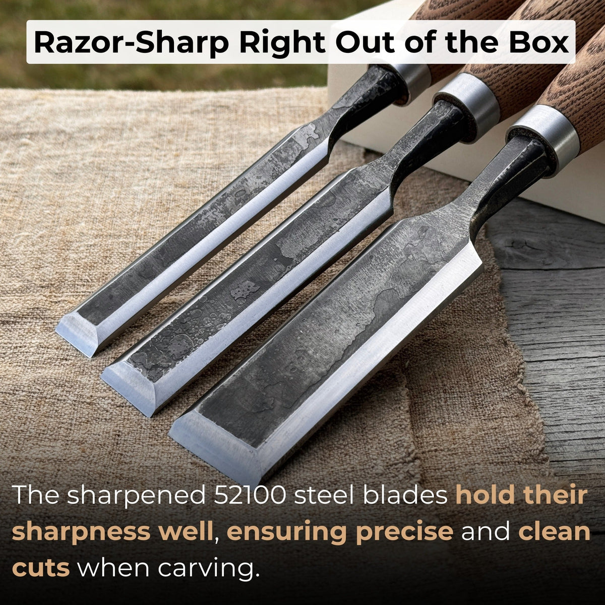 3-Piece Wood Carving Chisel Set - Sharky Forged Steel Tools