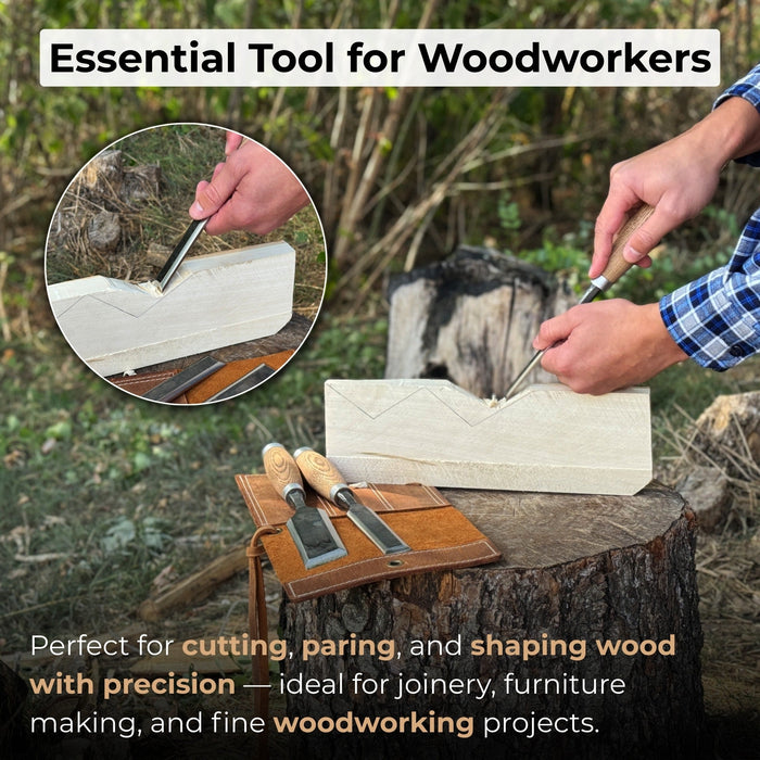 3-Piece Wood Carving Chisel Set - Sharky Forged Steel Tools