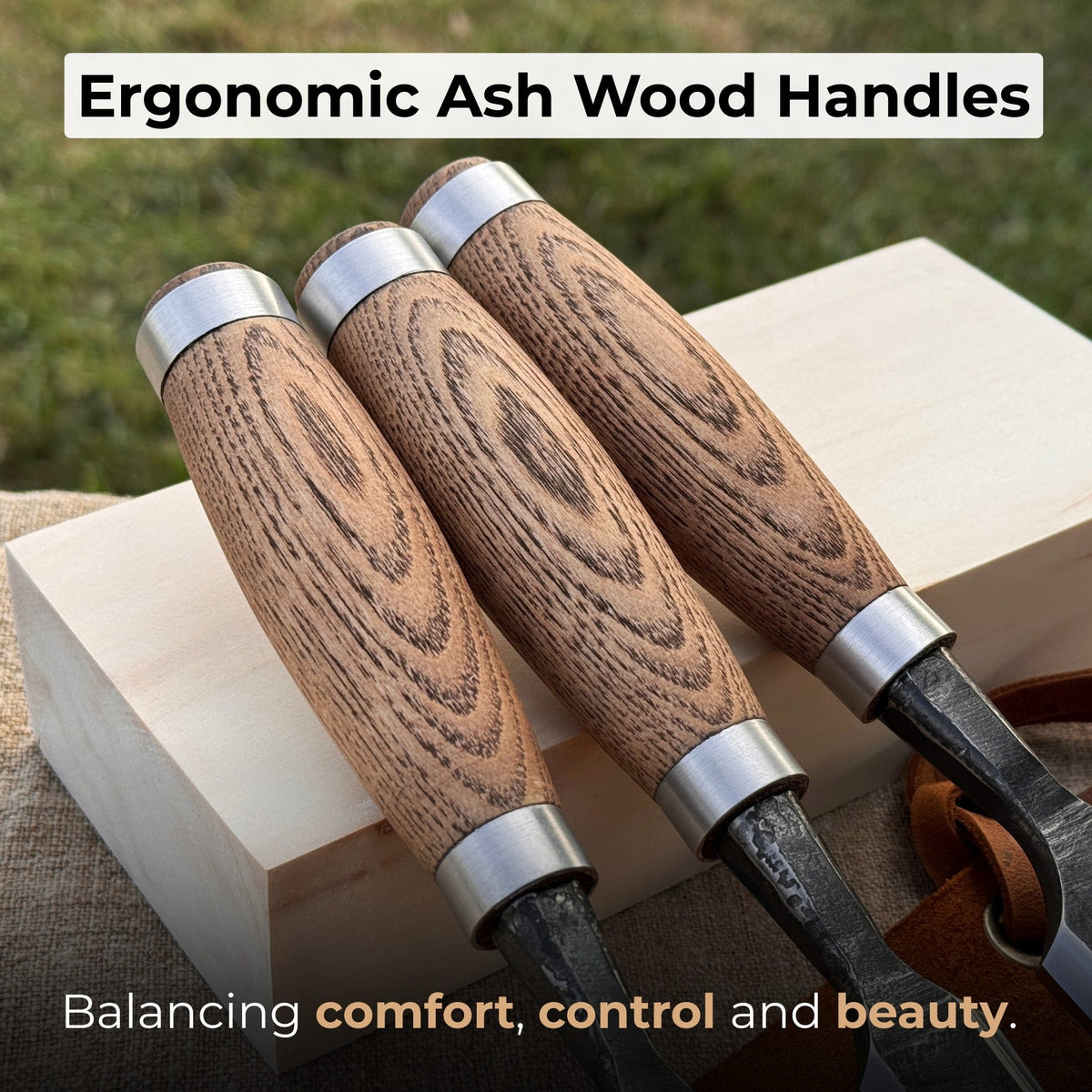 3-Piece Wood Carving Chisel Set - Sharky Forged Steel Tools