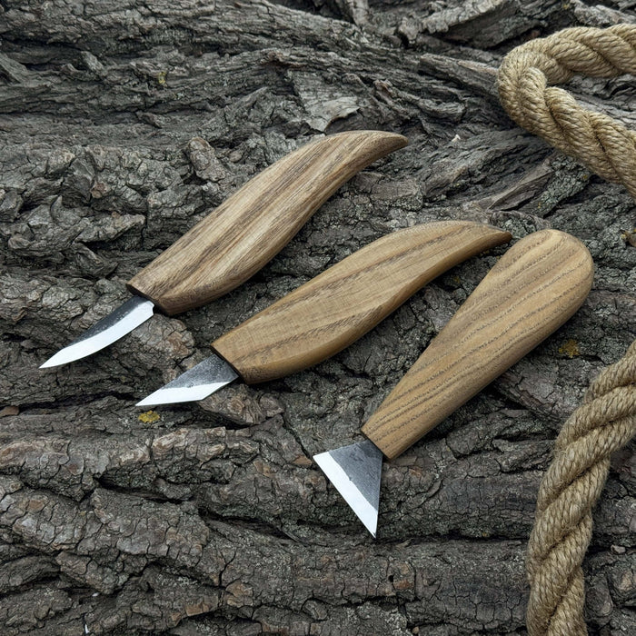 3-Piece Wood Carving Knife Set - Sharky Forged Steel Tools