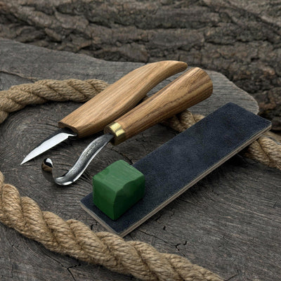 3 - Piece Wood Carving Knife Set – Whittling Knife, Hook Knife & Leather Strop - 10
