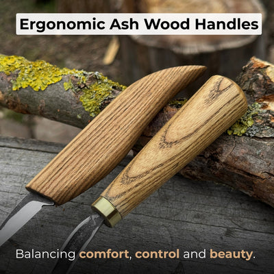 3 - Piece Wood Carving Knife Set – Whittling Knife, Hook Knife & Leather Strop - 4