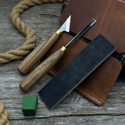 3 - Piece Wood Carving Tool Set with Leather Case - 3