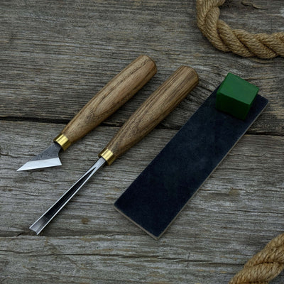 3 - Piece Wood Carving Tool Set with Leather Case - 9