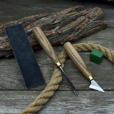 3 - Piece Wood Carving Tool Set with Leather Case - 5