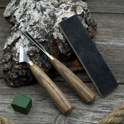 3 - Piece Wood Carving Tool Set with Leather Strop - 7