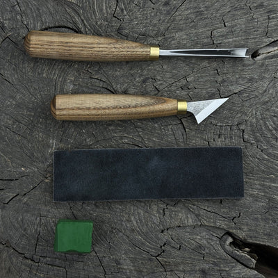 3 - Piece Wood Carving Tool Set with Leather Strop - 2