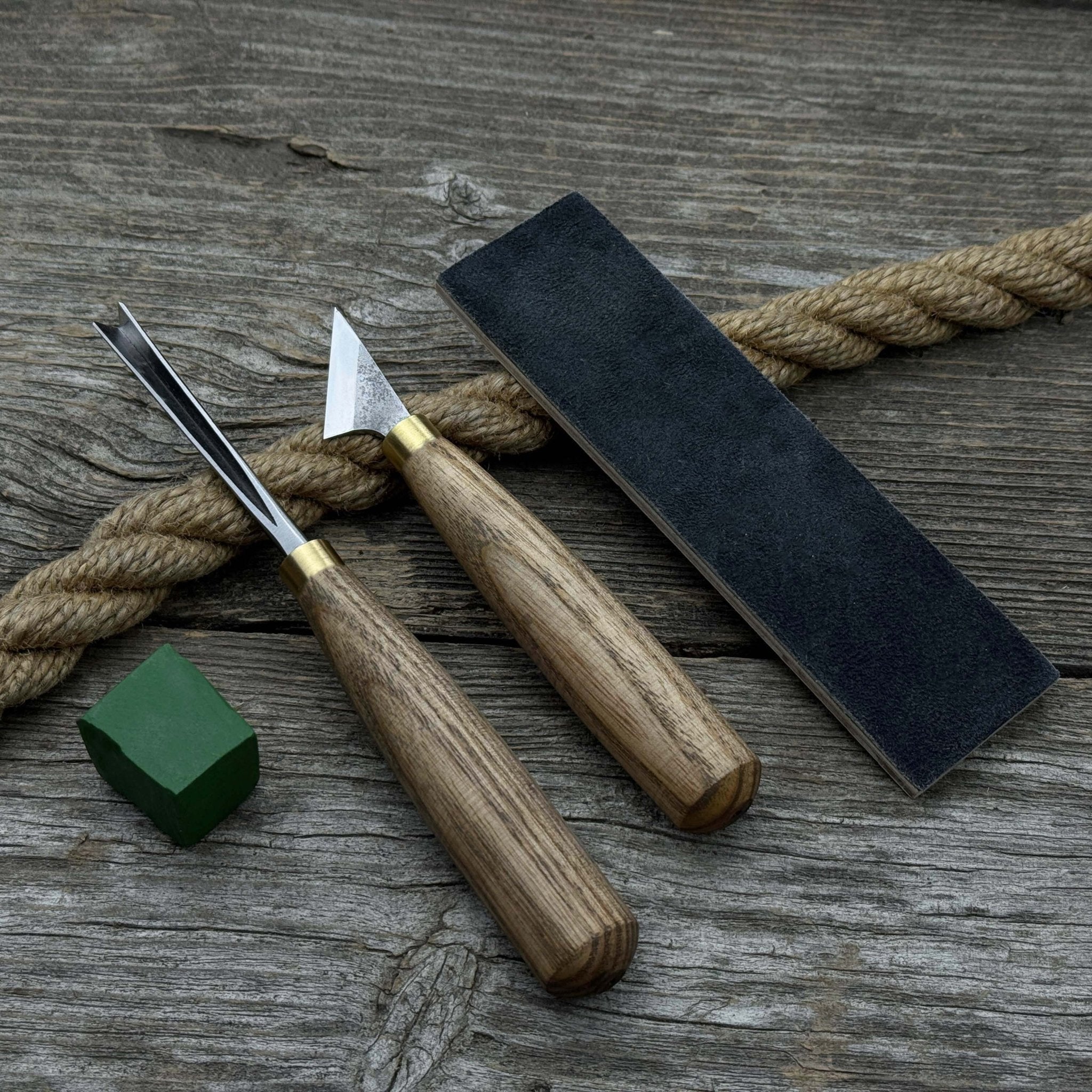 3 - Piece Wood Carving Tool Set with Leather Strop - 1