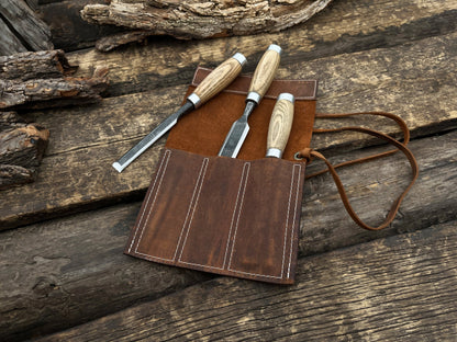 3 Pocket Leather Chisel Roll - 2