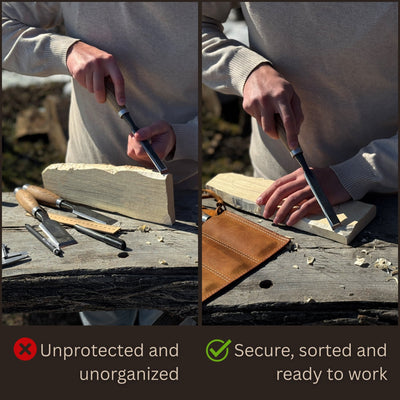 3 Pocket Leather Chisel Roll - 2