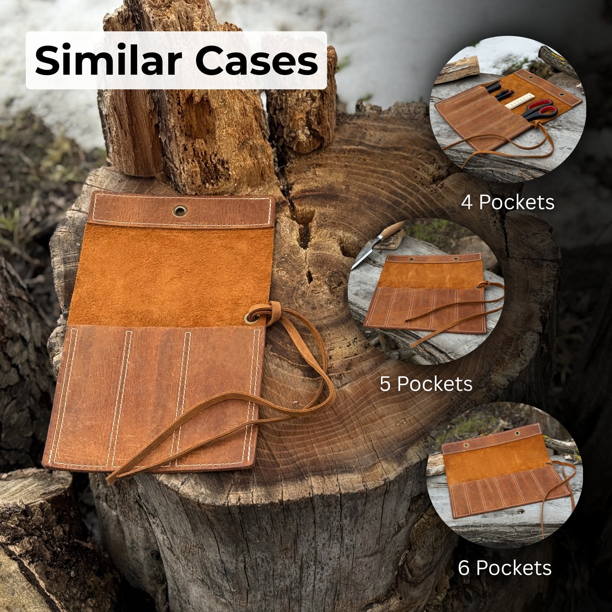 3 Pocket Leather Chisel Roll - 12