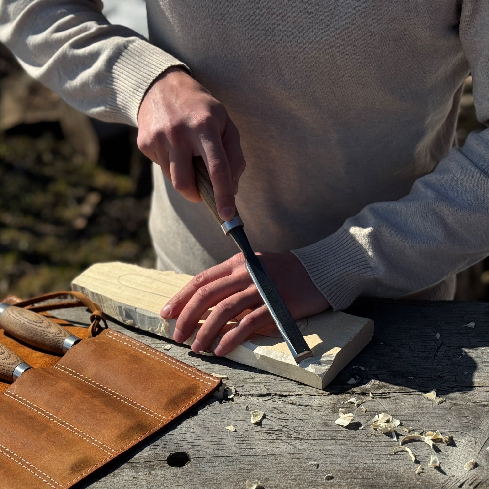 3 Pocket Leather Chisel Roll - 9