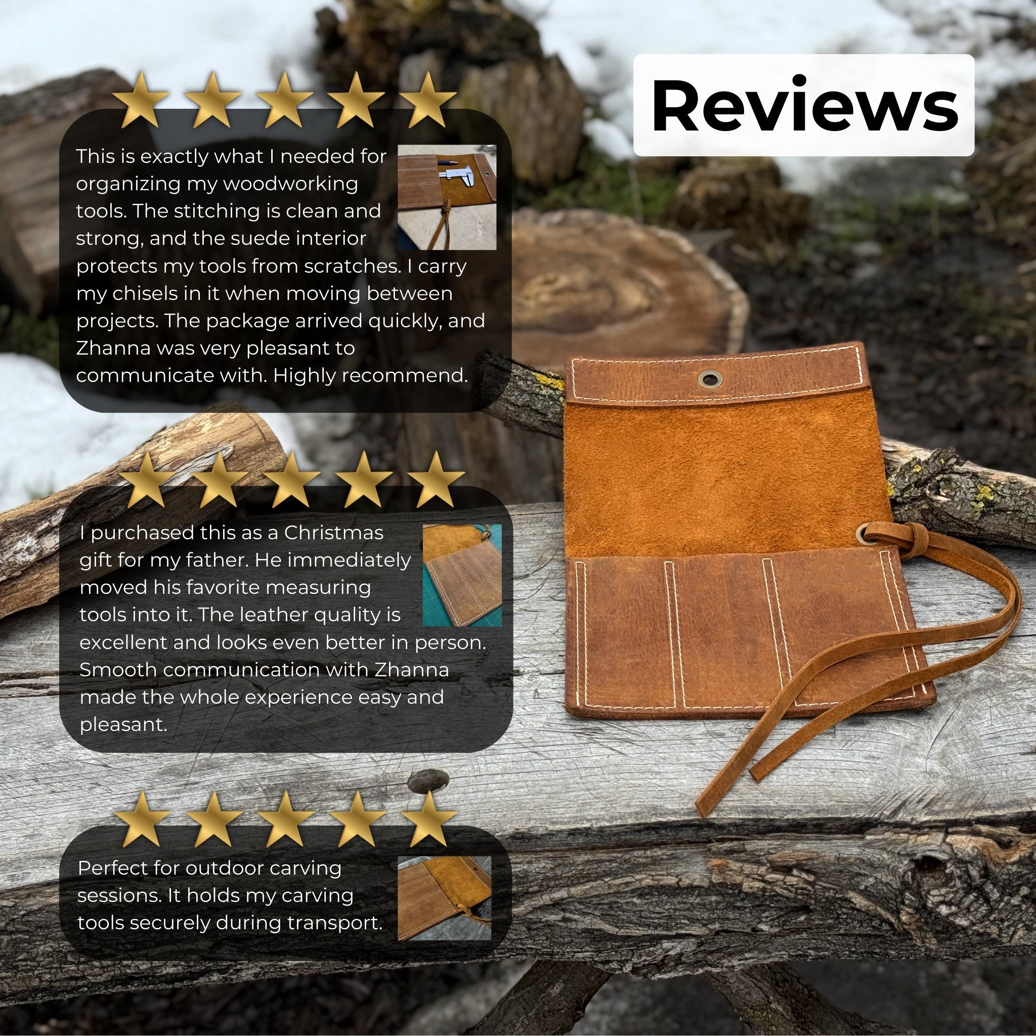 3 Pocket Leather Chisel Roll - 11