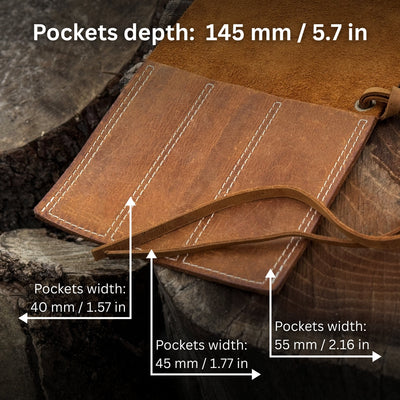 3 Pocket Leather Chisel Roll - 4