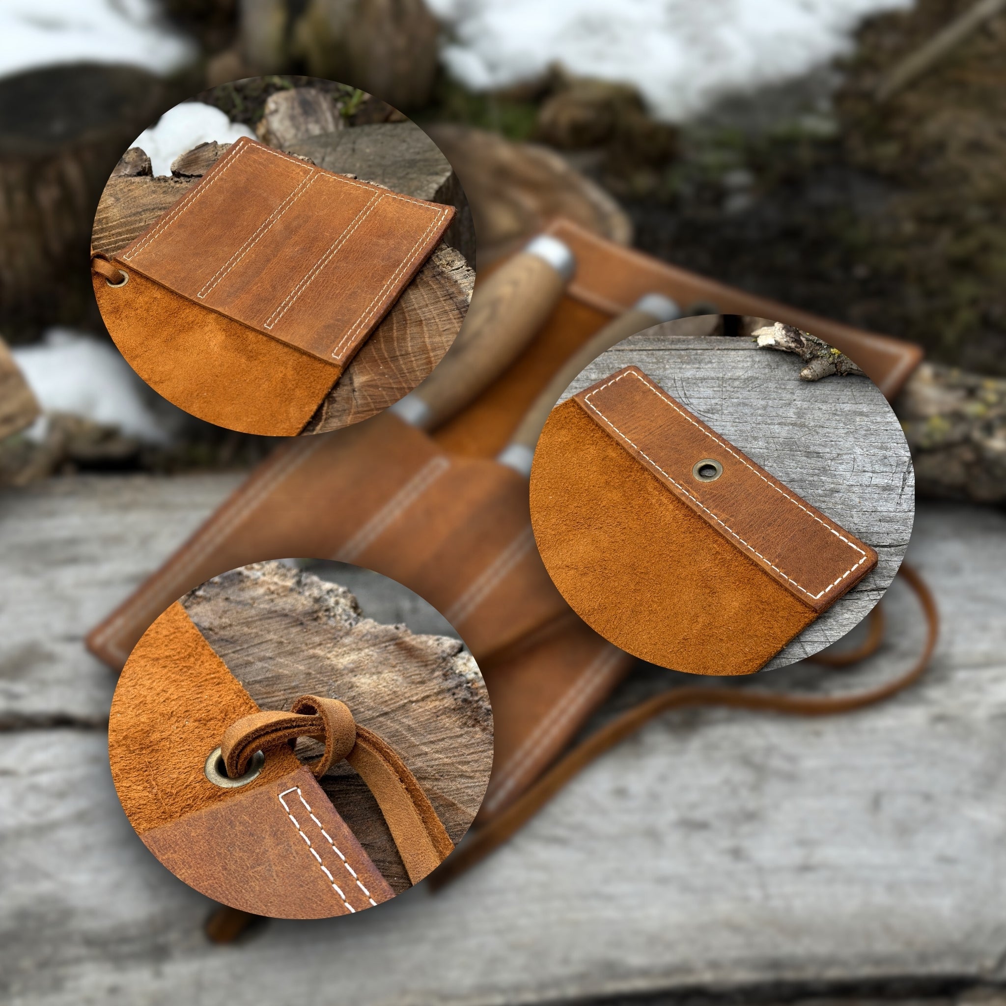 3 Pocket Leather Chisel Roll - 7