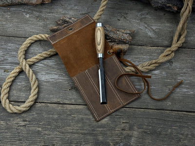 3 Pocket Leather Tool Roll for Chisels, Knives, and Small Hand Tools - 5