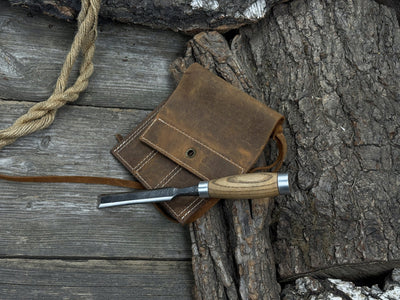 3 Pocket Leather Tool Roll for Chisels, Knives, and Small Hand Tools - 4
