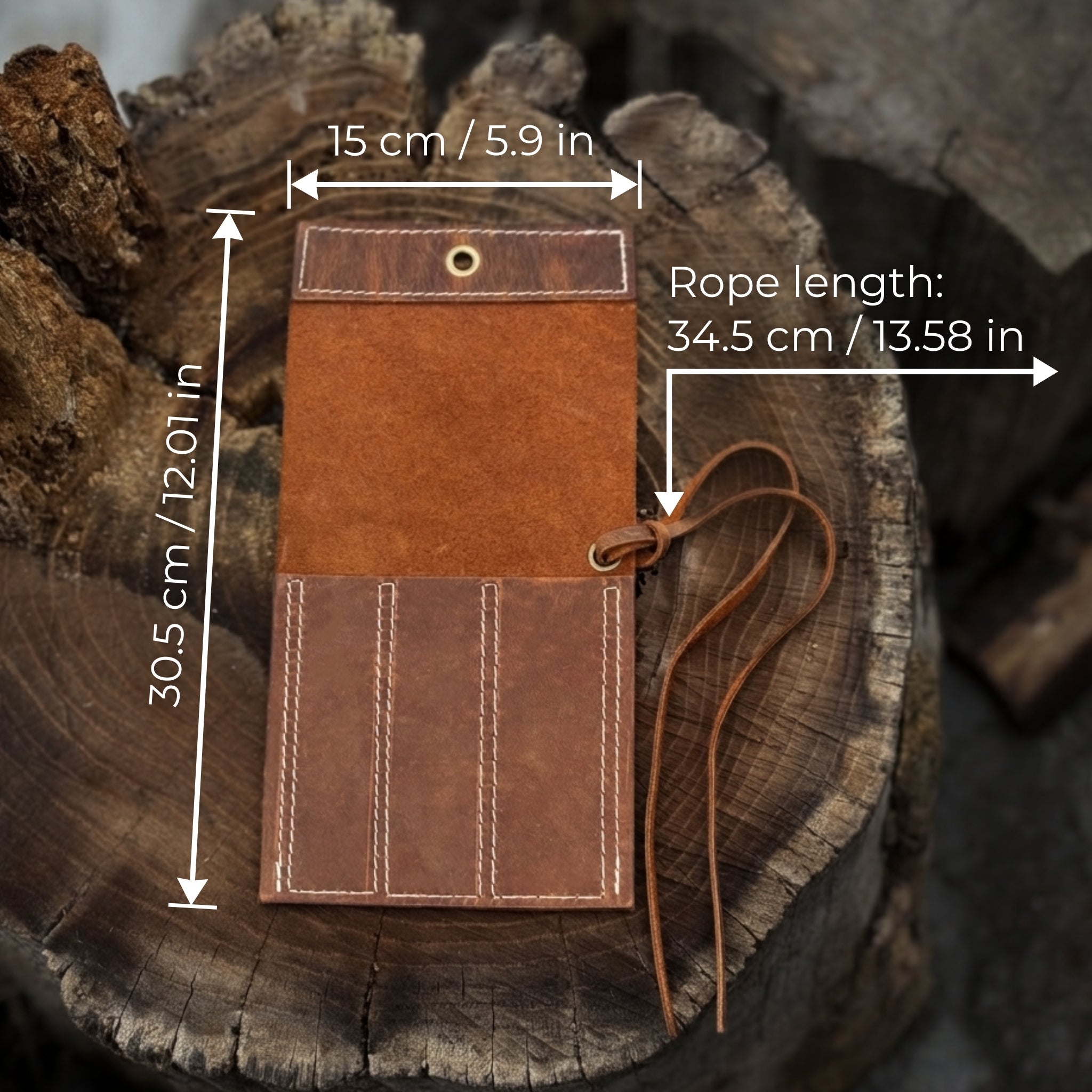 3 Pocket Leather Tool Roll for Chisels, Knives, and Small Hand Tools - 3