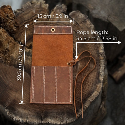 3 Pocket Leather Tool Roll for Chisels, Knives, and Small Hand Tools - 3