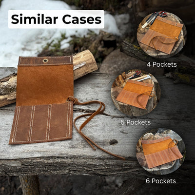 3 Pocket Leather Tool Roll for Chisels, Knives, and Small Hand Tools - 12
