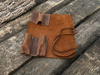 3 Pocket Leather Tool Roll - 1