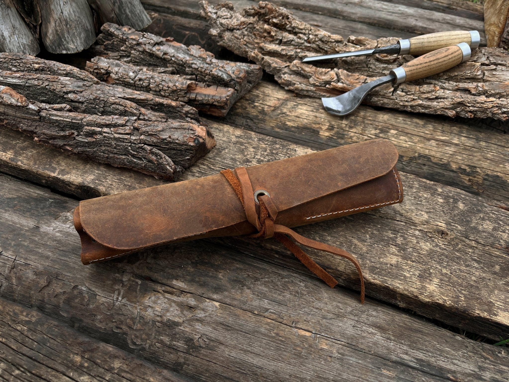 3 Pocket Leather Tool Roll - 4