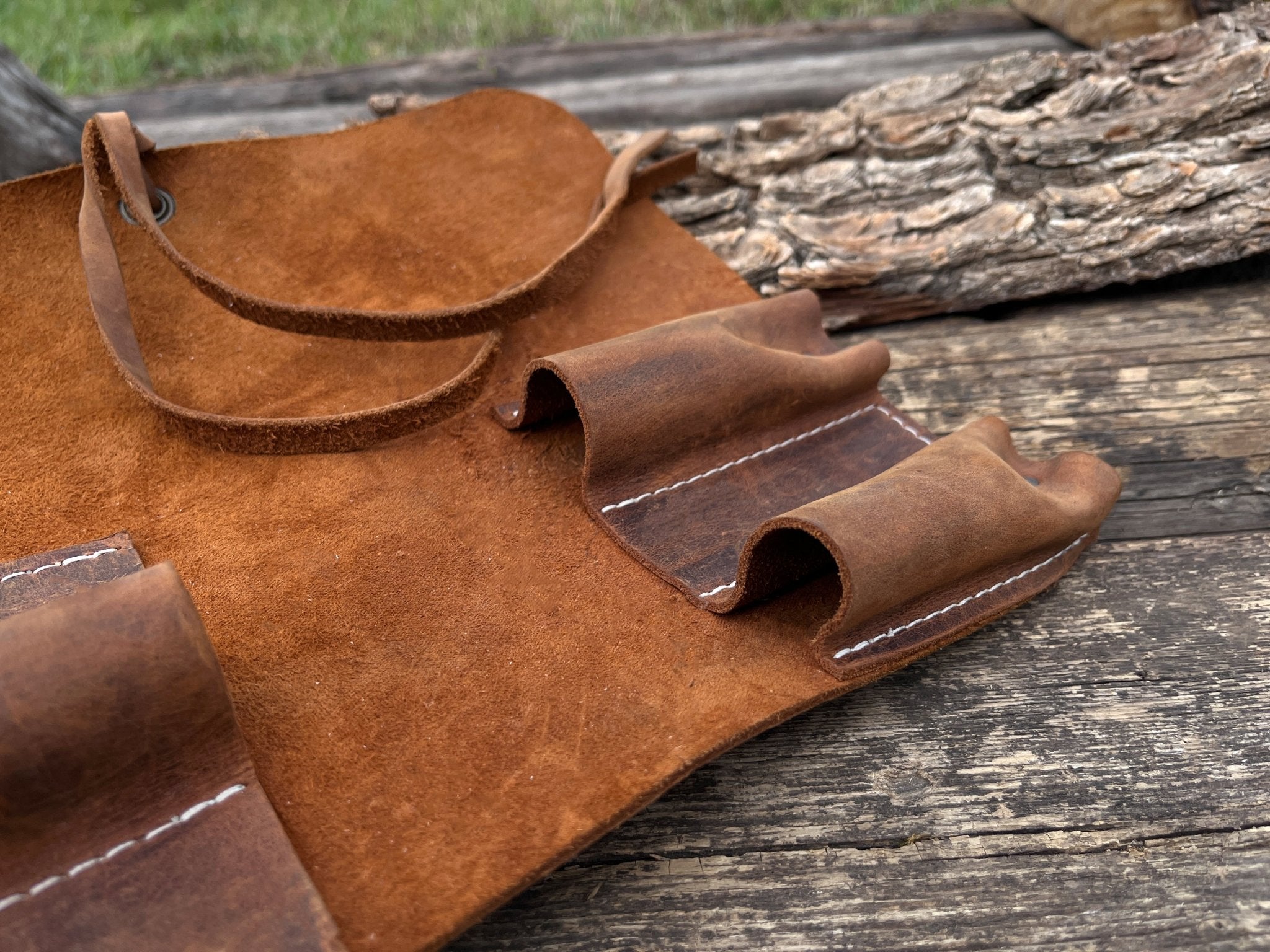 3 Pocket Leather Tool Roll - 6