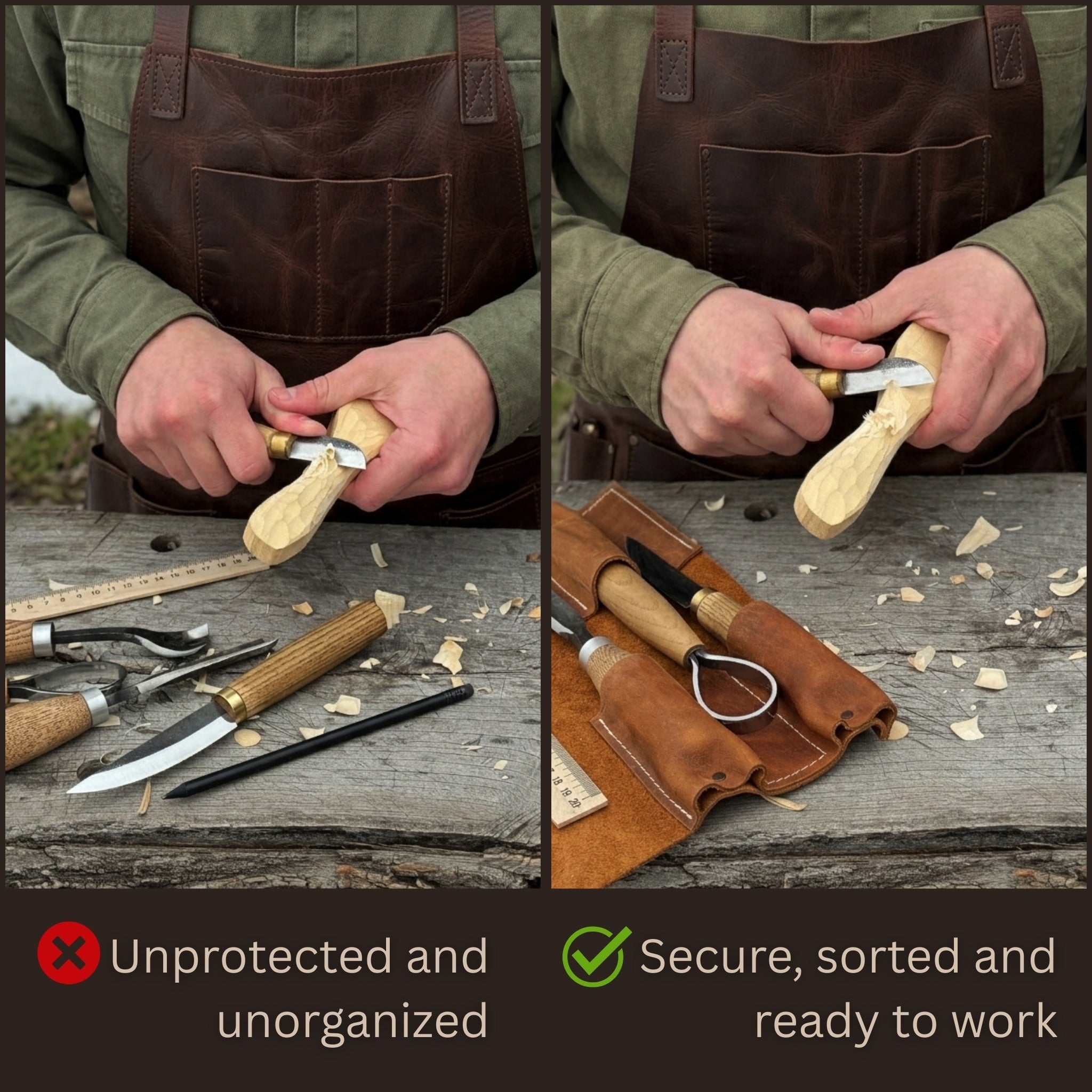 3 Pocket Leather Tool Roll - 2