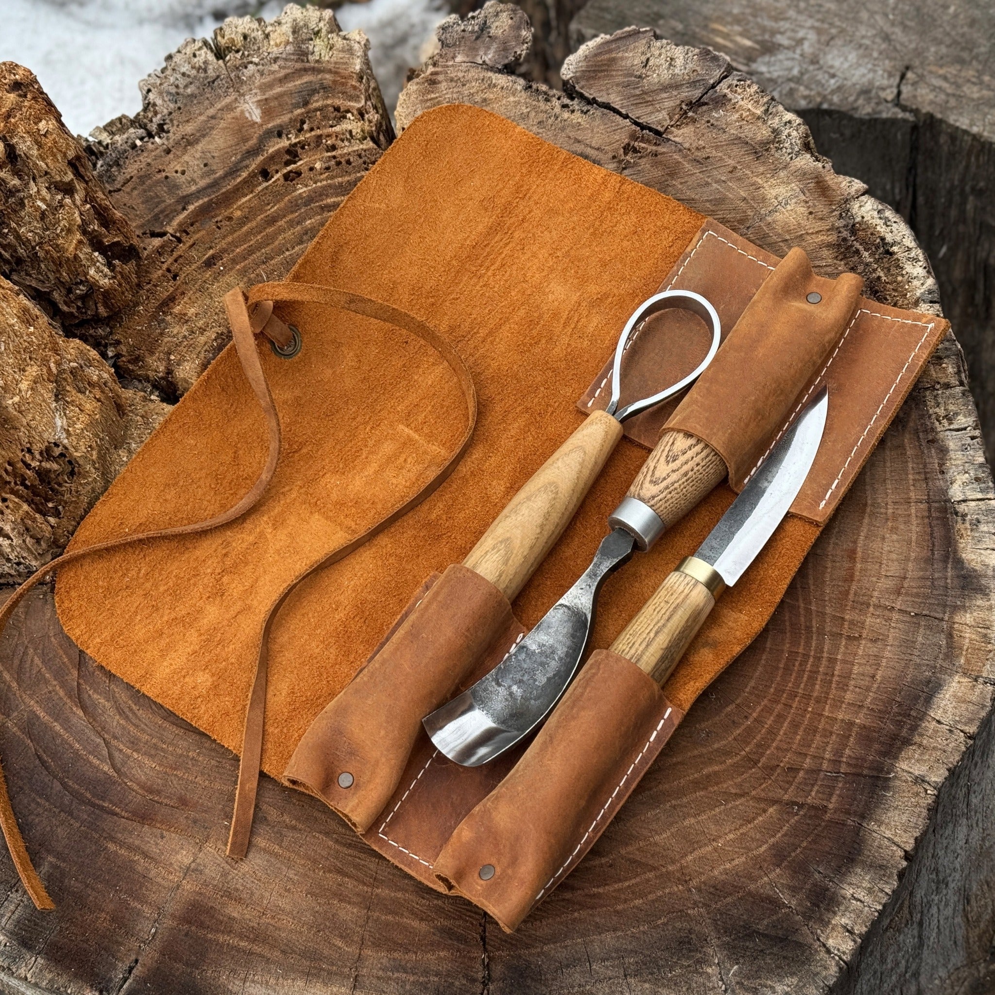 3 Pocket Leather Tool Roll - 17