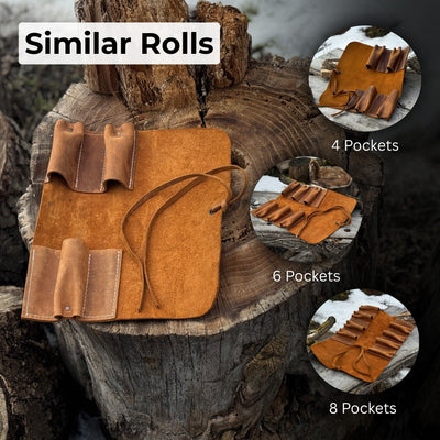 3 Pocket Leather Tool Roll - 12